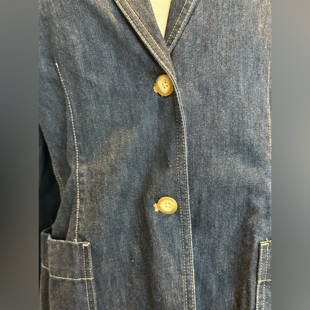 Land’s End Double Breasted fitted denim blazer jacket new without tags size 14 - Picture 6 of 15